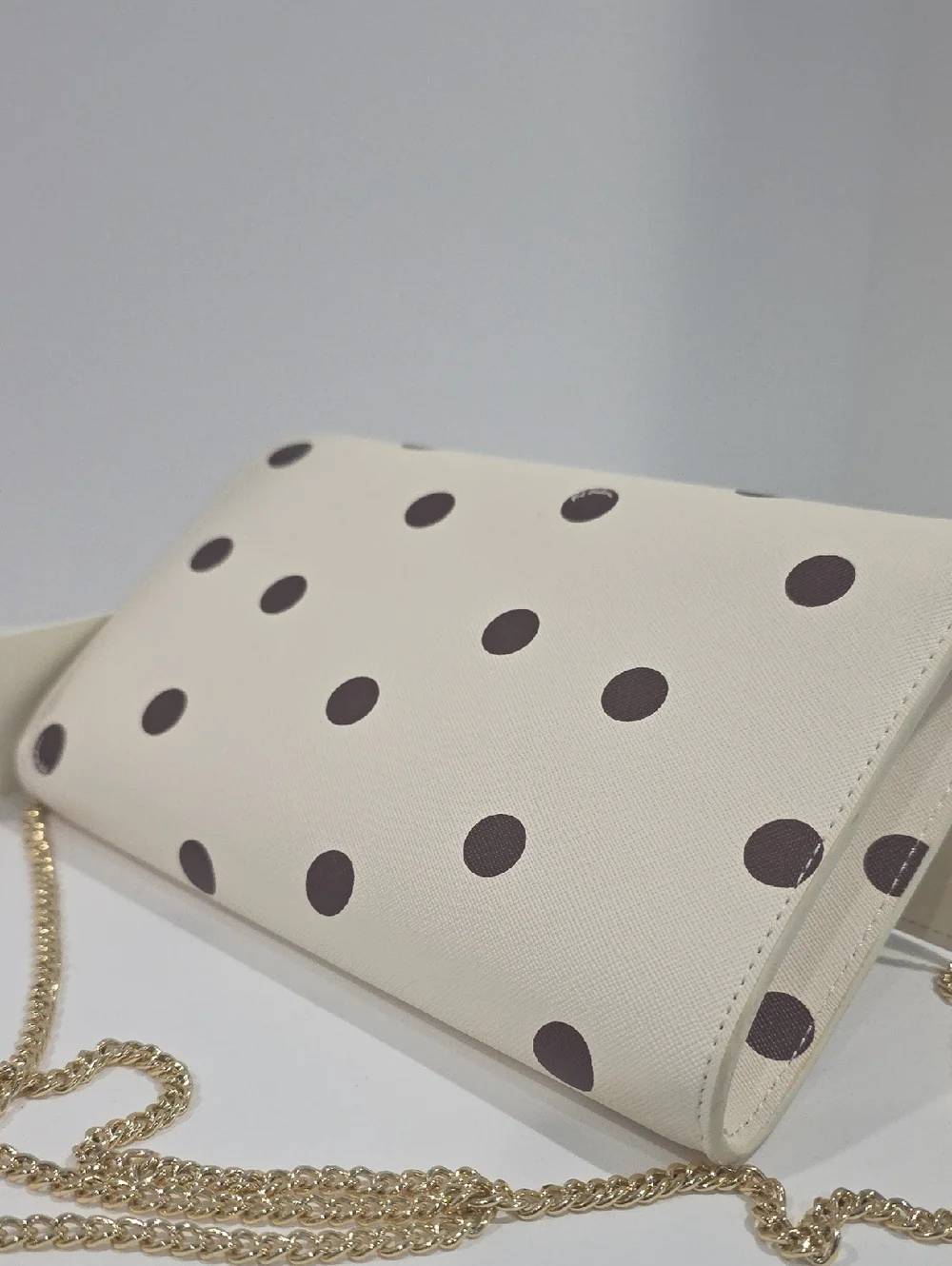 NWT ⭐ Ted Baker PARISA Crossbody Wallet on a Chain Bag Ivory / Brown Polka Dots